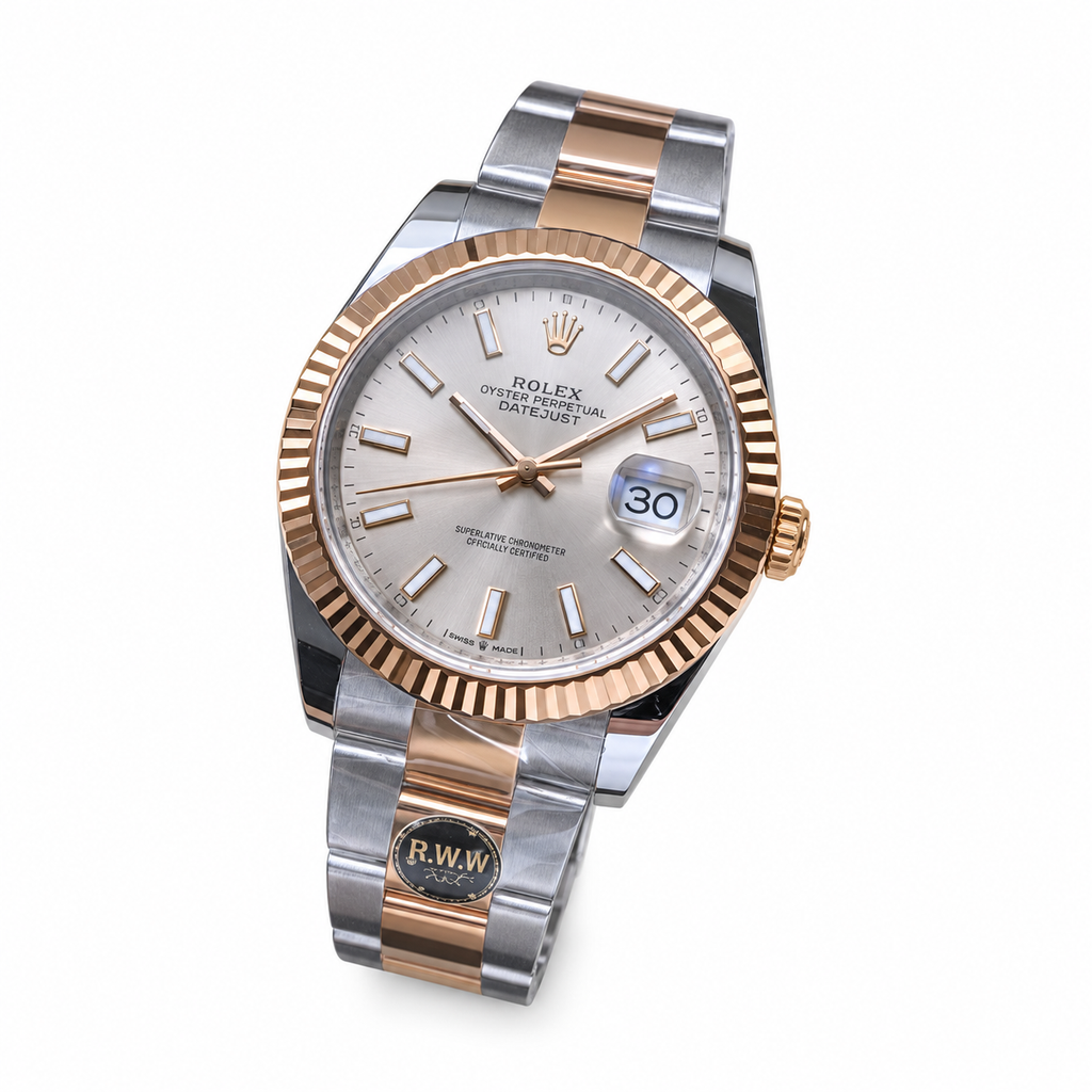 Rolex Datejust 41 Two-Tone Everose Gold Fluted Bezel Silver Dial Oyster Watch