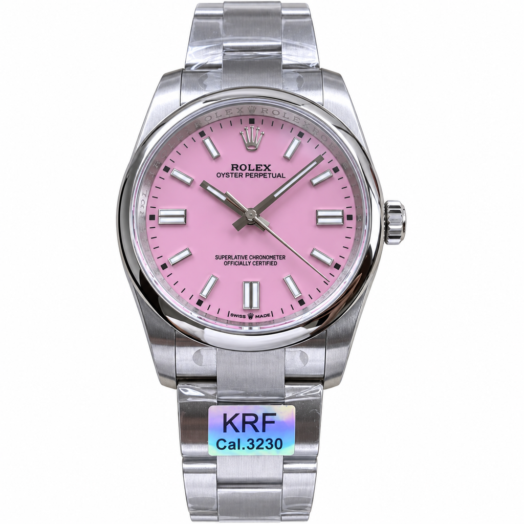 Rolex Oyster Perpetual Candy Pink Dial Smooth Bezel Oyster Bracelet Oystersteel