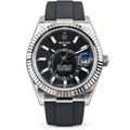 Rolex Sky-Dweller Oystersteel White Gold Fluted Bezel Black Dial Oysterflex Watch