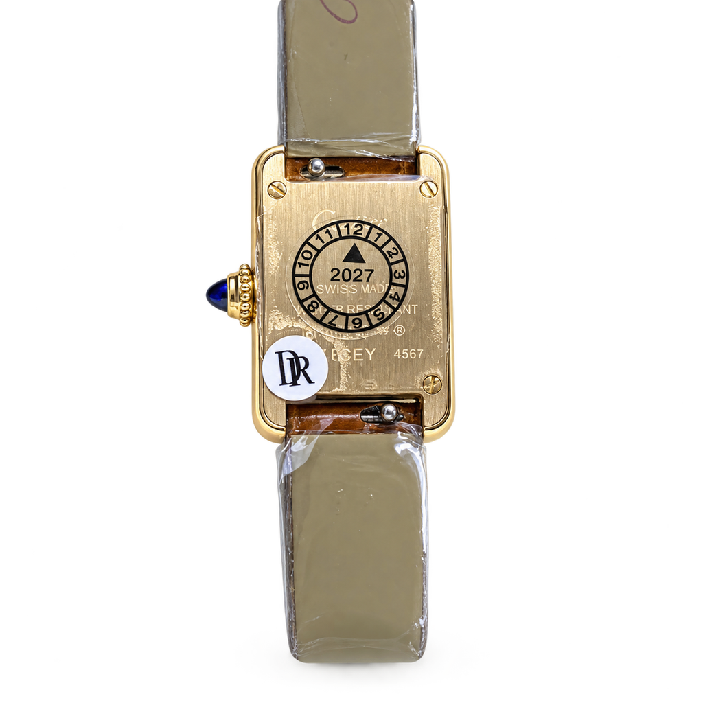 Cartier Tank Louis Cartier Yellow Gold White Dial Brown Alligator Watch