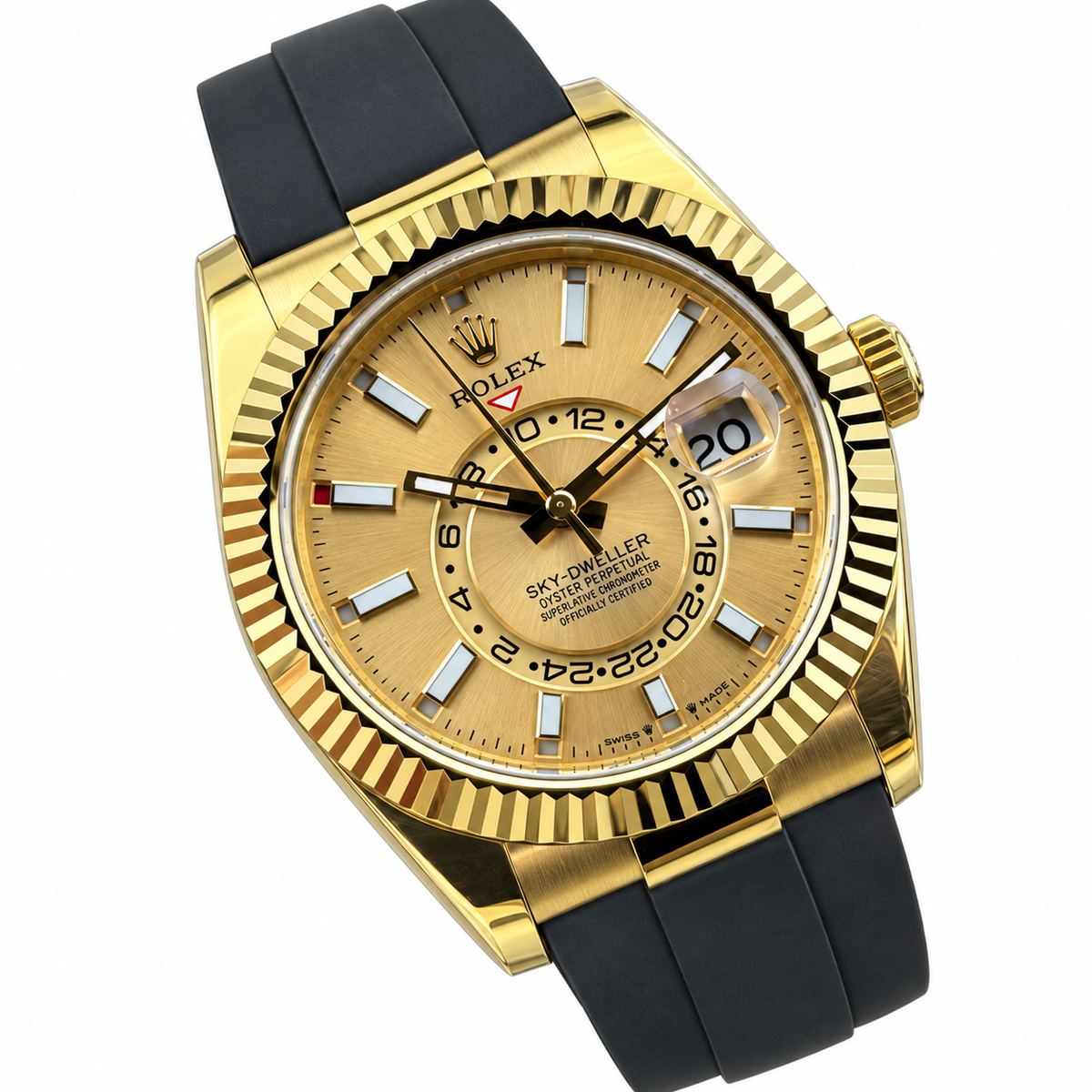 Rolex Sky-Dweller Yellow Gold Champagne Dial Oysterflex Watch