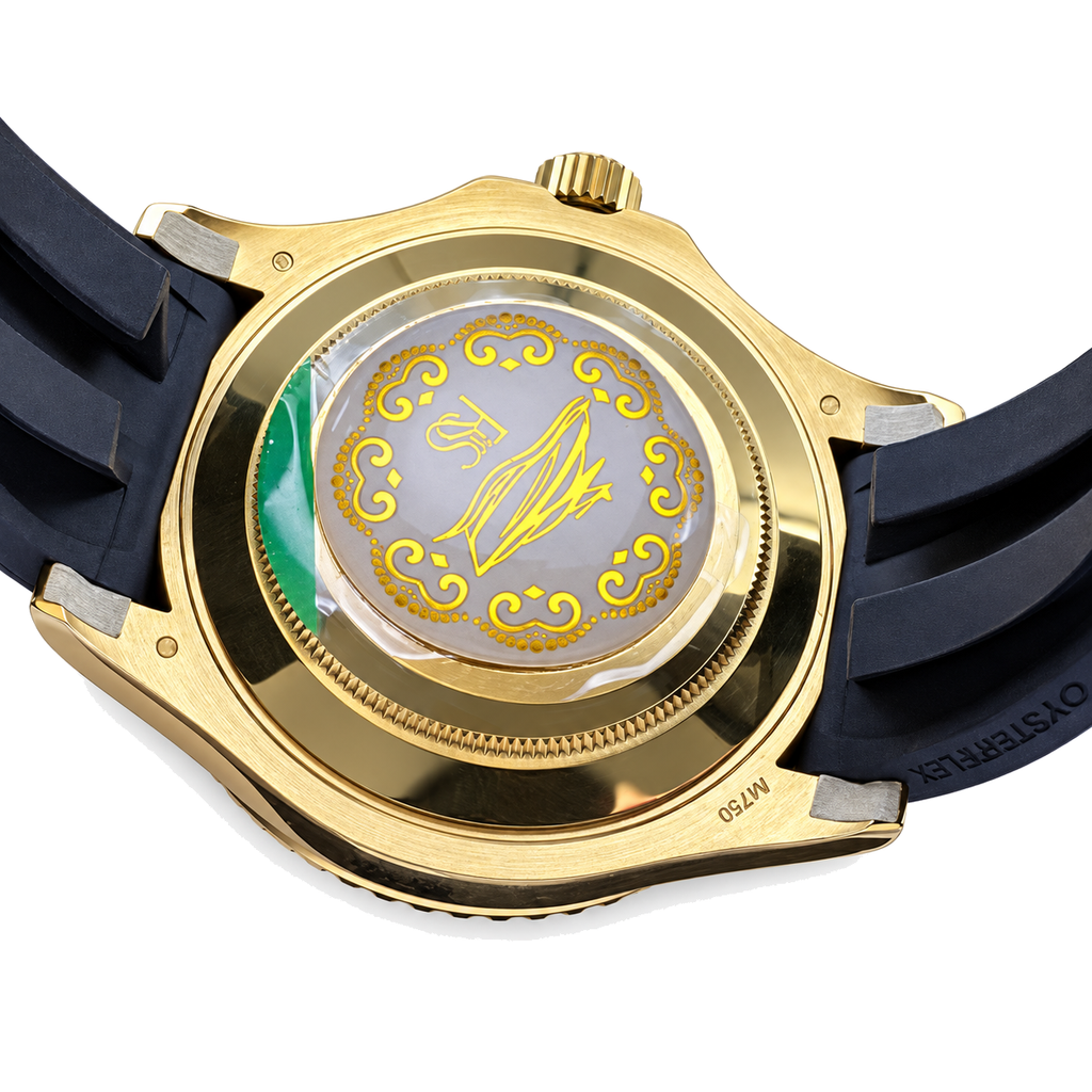 Rolex Yacht-Master Yellow Gold Black Ceramic Bezel Black Dial Oysterflex Watch