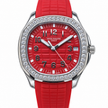 Patek Philippe Aquanaut Luce Steel Diamond Bezel Red Dial Red Rubber Strap Date 39.9mm