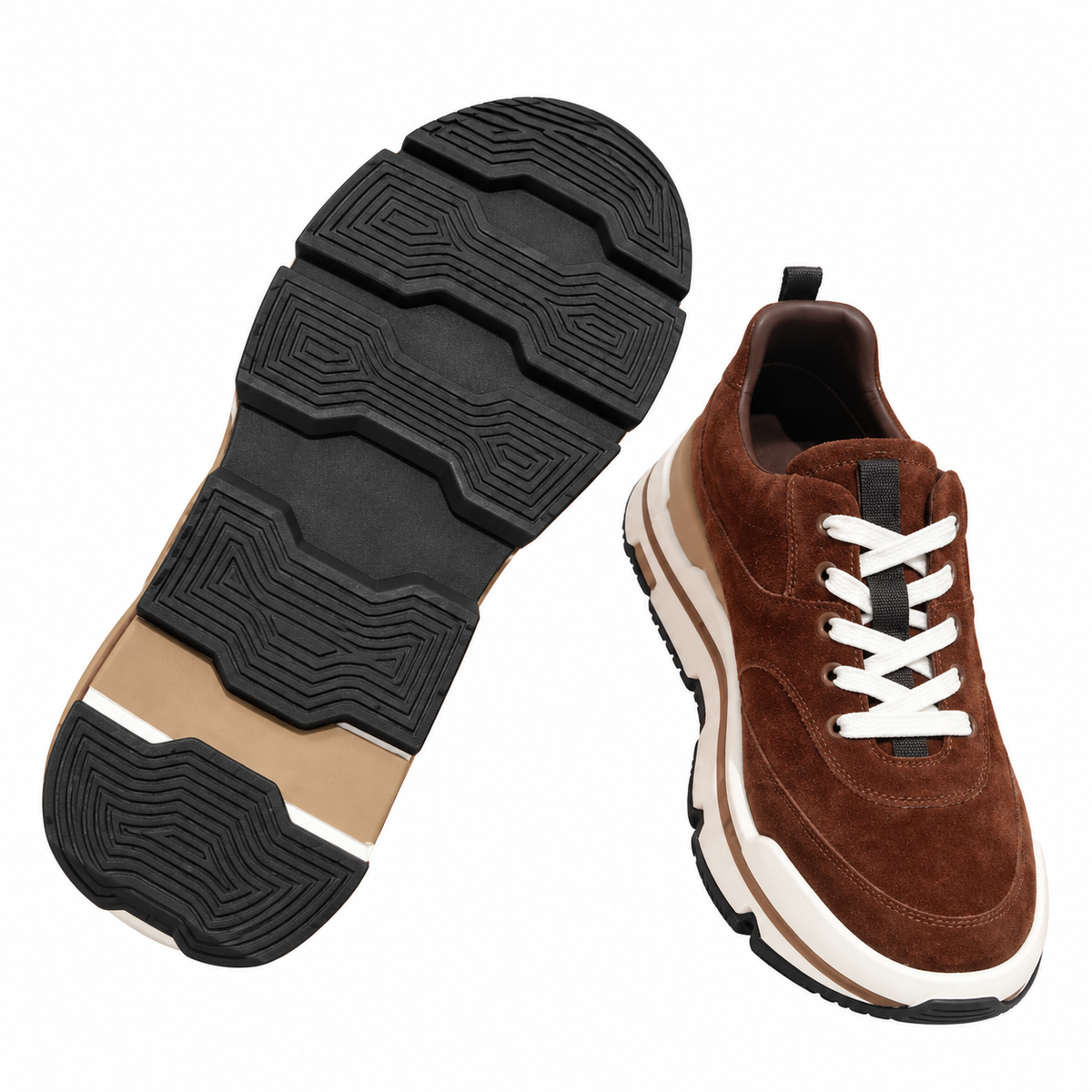 Hermès Dark Brown Leather Low-Top Sneakers | Layered Sole