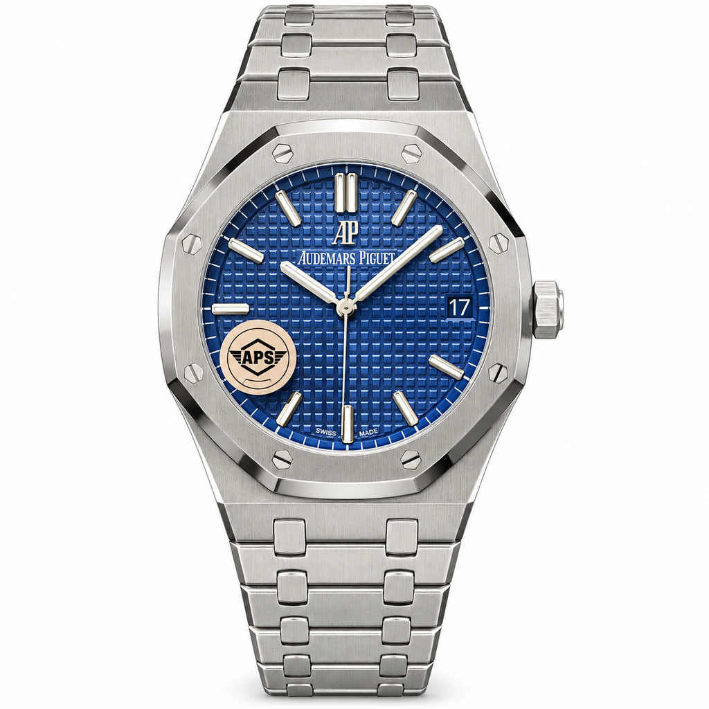 Audemars Piguet Royal Oak Blue Grande Tapisserie Dial Stainless Steel Automatic Watch