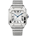 Cartier Santos de Cartier Medium Stainless Steel White Dial Steel Bracelet Automatic Watch