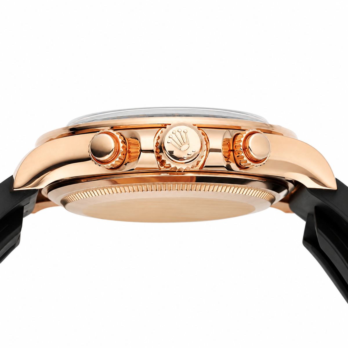 Rolex Cosmograph Daytona Rose Gold Black Ceramic Bezel Black Diamond Dial Oysterflex Watch