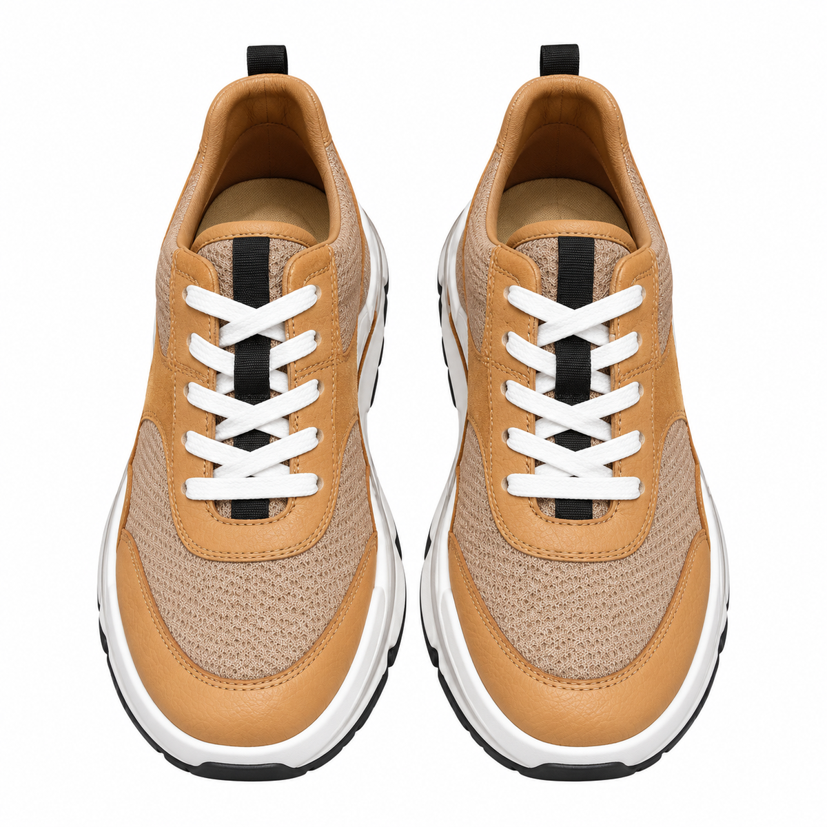 Hermès Tan Leather & Mesh Low-Top Sneakers