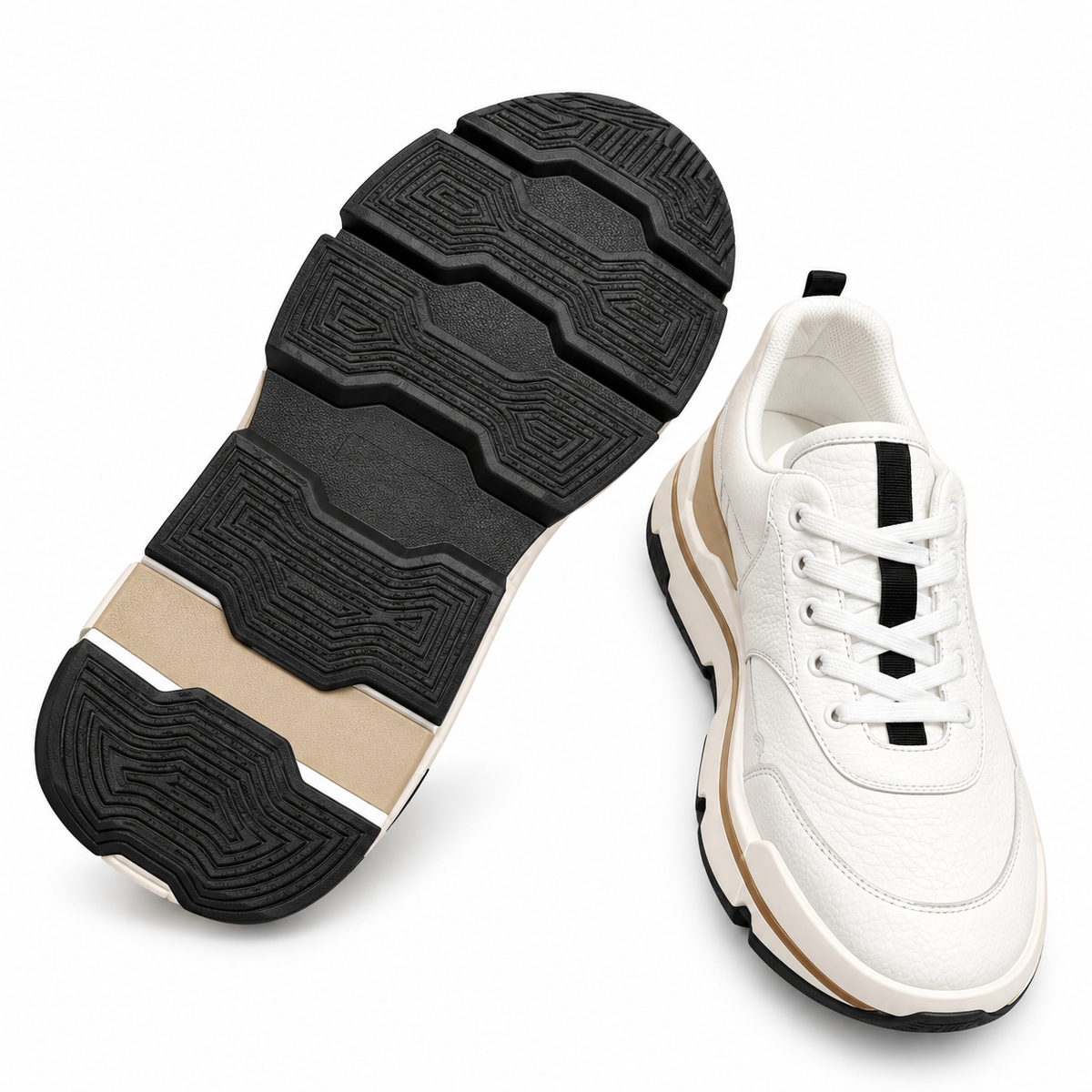 Hermès White Leather Low-Top Sneakers with Contrast Sole