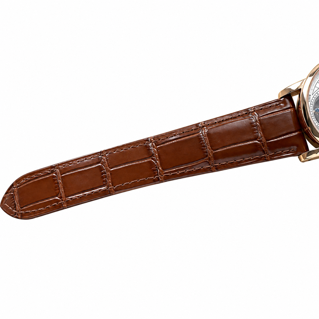 Cartier Ronde Rose Gold Brown Alligator Mechanical Watch