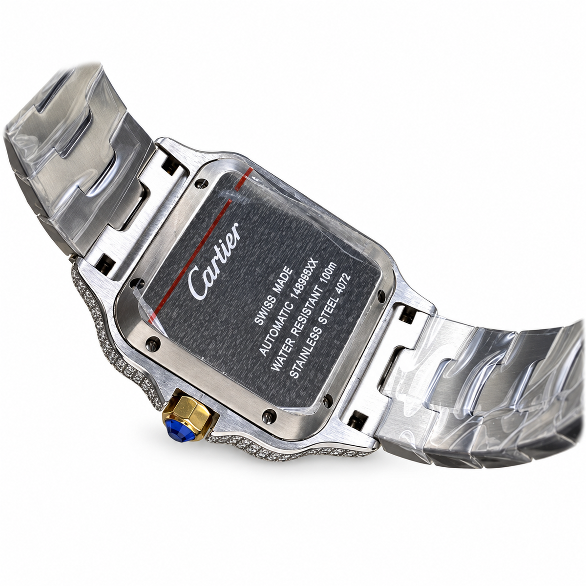 Cartier Santos de Cartier Large Iced Out Two-Tone Full Pavé Diamond Dial & Bracelet Watch