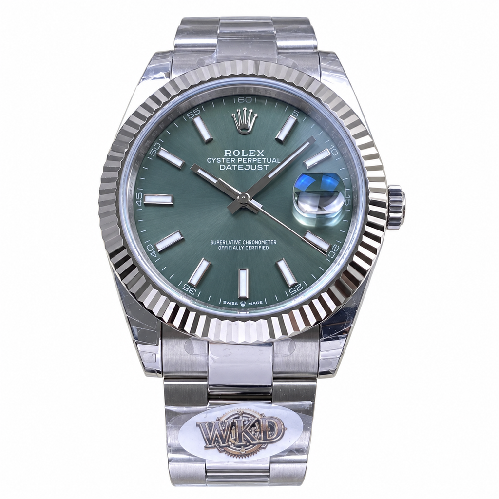 Rolex Datejust Mint Green Dial Fluted Bezel Oyster Bracelet Oystersteel