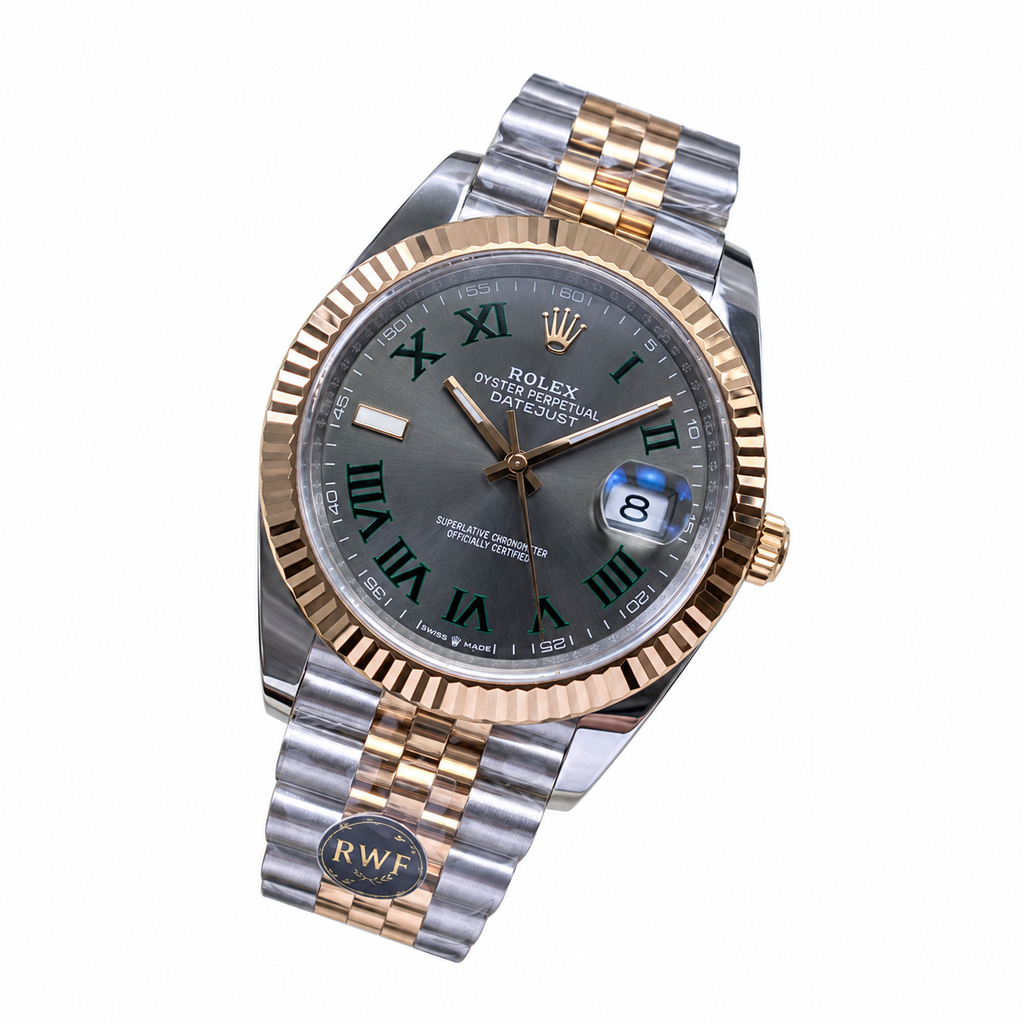 Rolex Datejust Wimbledon Slate Grey Green Roman Dial Rolesor Jubilee Bracelet
