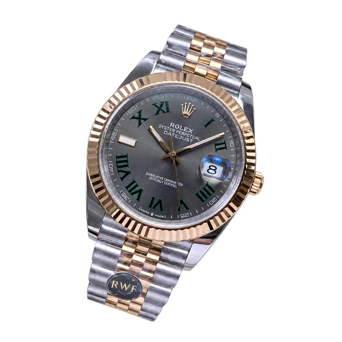 Rolex Datejust Wimbledon Slate Grey Green Roman Dial Rolesor Jubilee Bracelet
