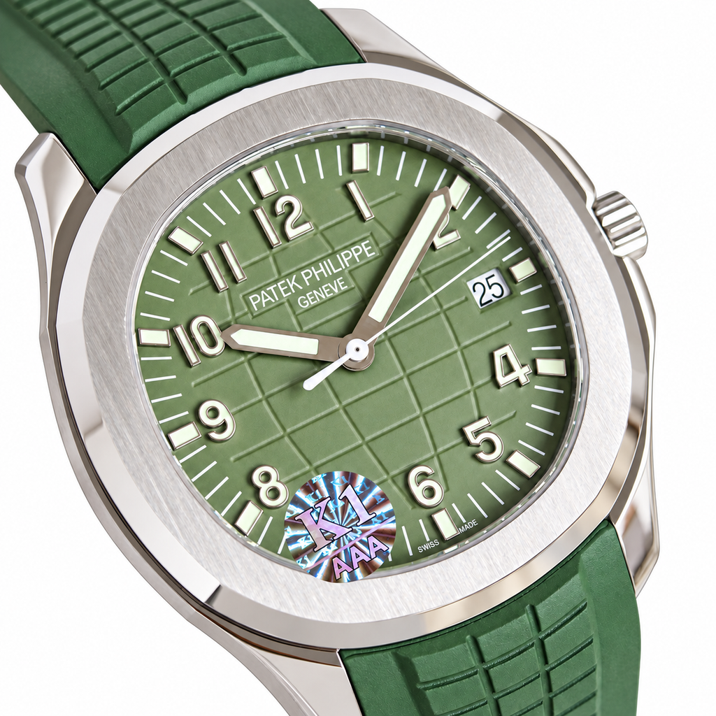 Patek Philippe Aquanaut 5168G White Gold Olive Green Dial Green Rubber Strap 42.2mm