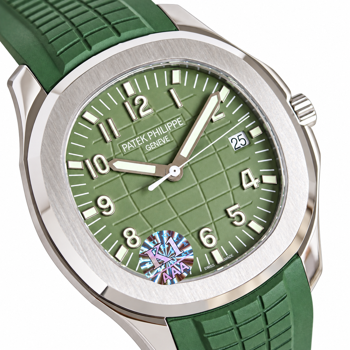 Patek Philippe Aquanaut 5168G White Gold Olive Green Dial Green Rubber Strap 42.2mm