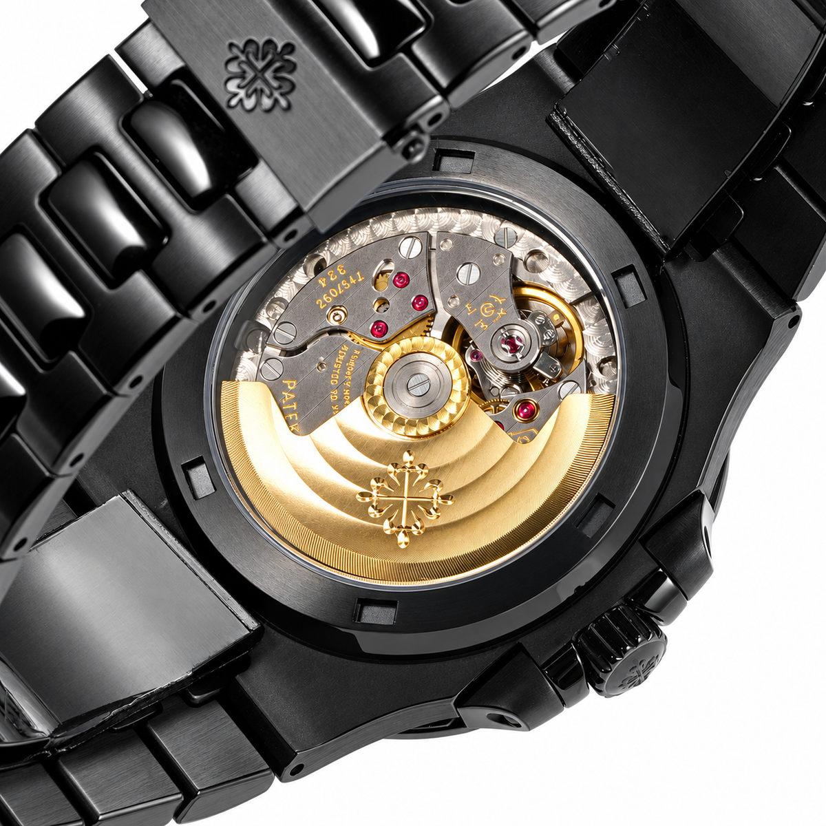Patek Philippe Nautilus Custom DLC Black Yellow Dial Steel Bracelet Sapphire Caseback 40mm