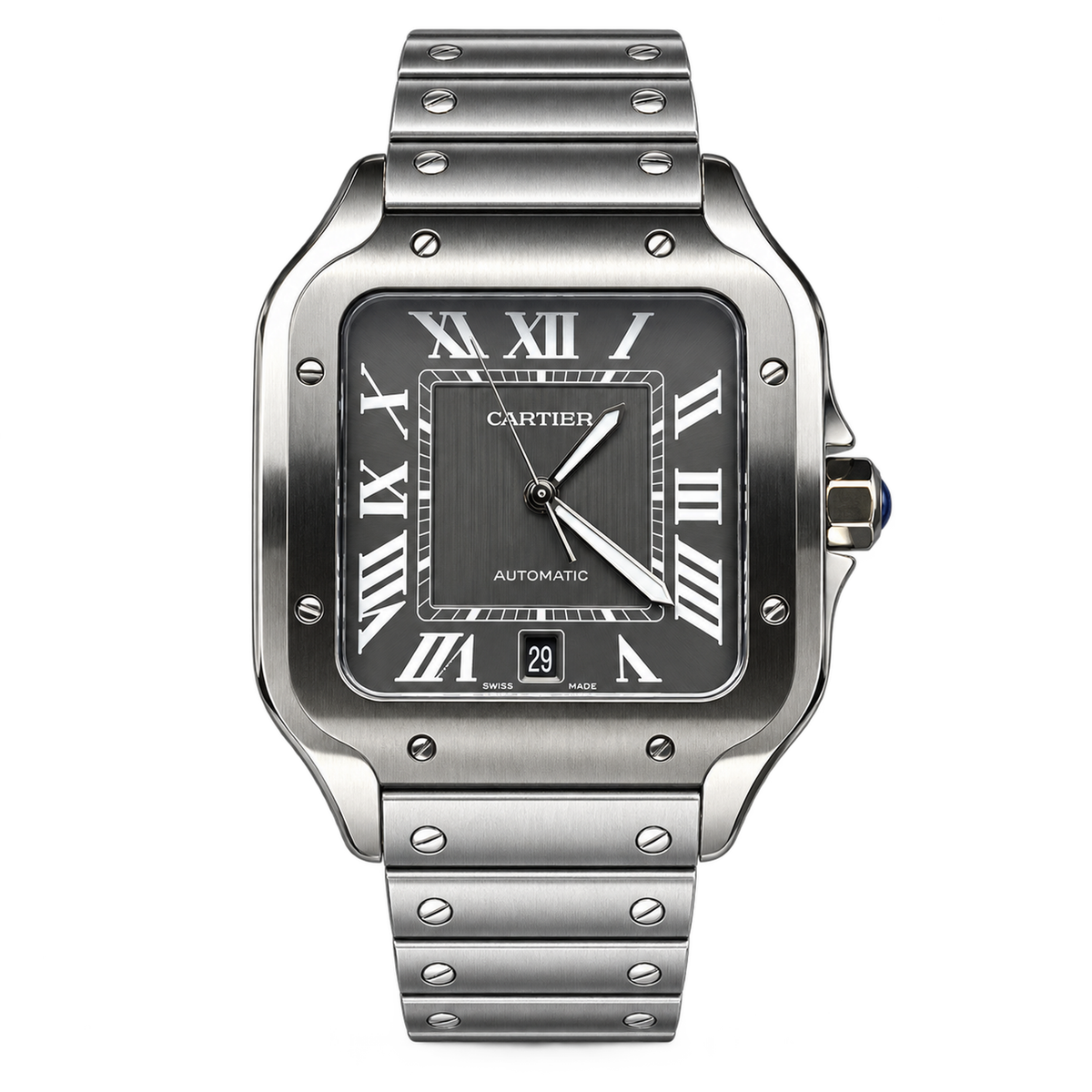Cartier Santos de Cartier Large Stainless Steel Automatic Steel Bracelet Watch