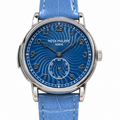 Patek Philippe Calatrava White Gold Blue Guilloché Enamel Dial Arabic Numerals Small Seconds Blue Strap 40mm