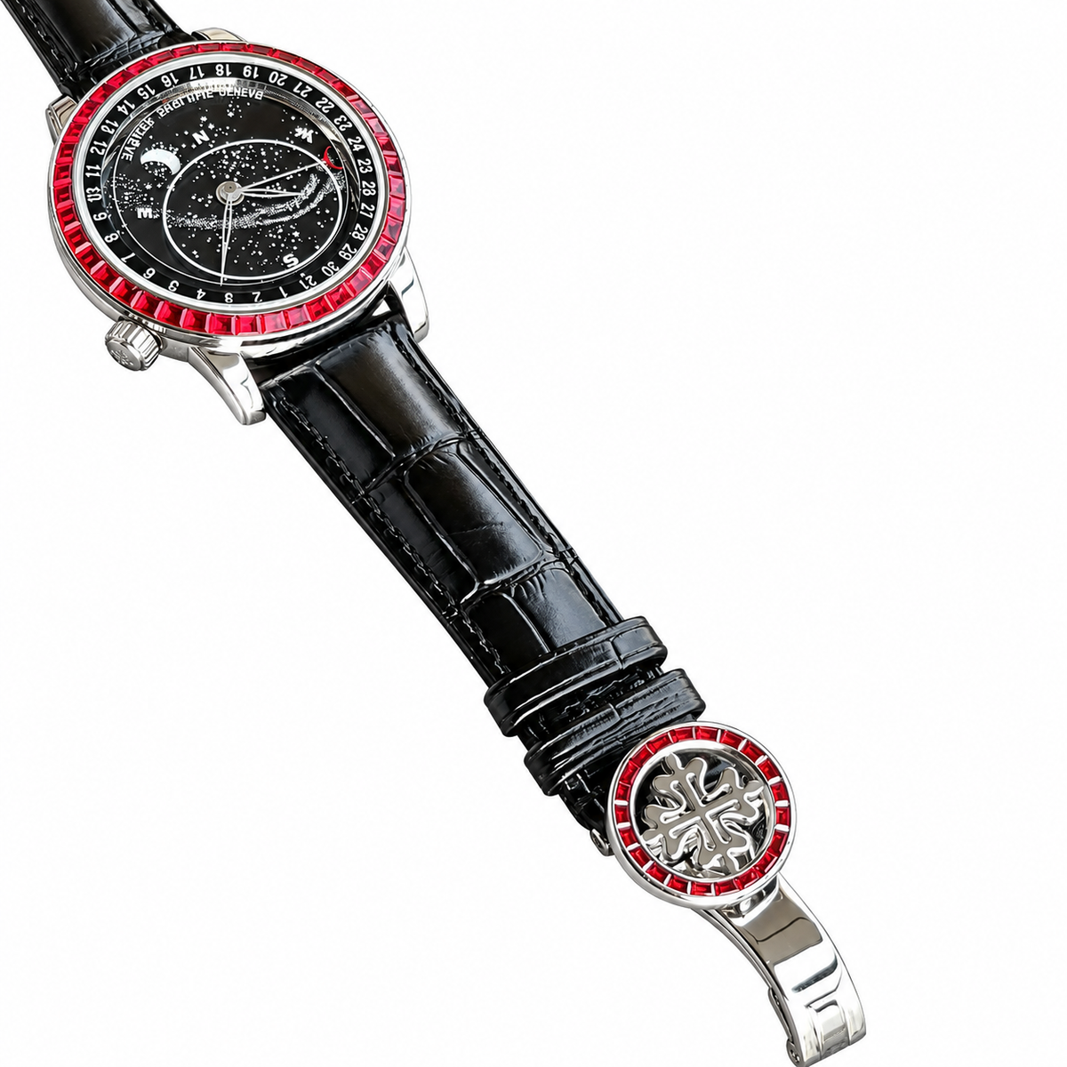 Patek Philippe Celestial White Gold Ruby Bezel Black Star Dial Moon Phase 44mm
