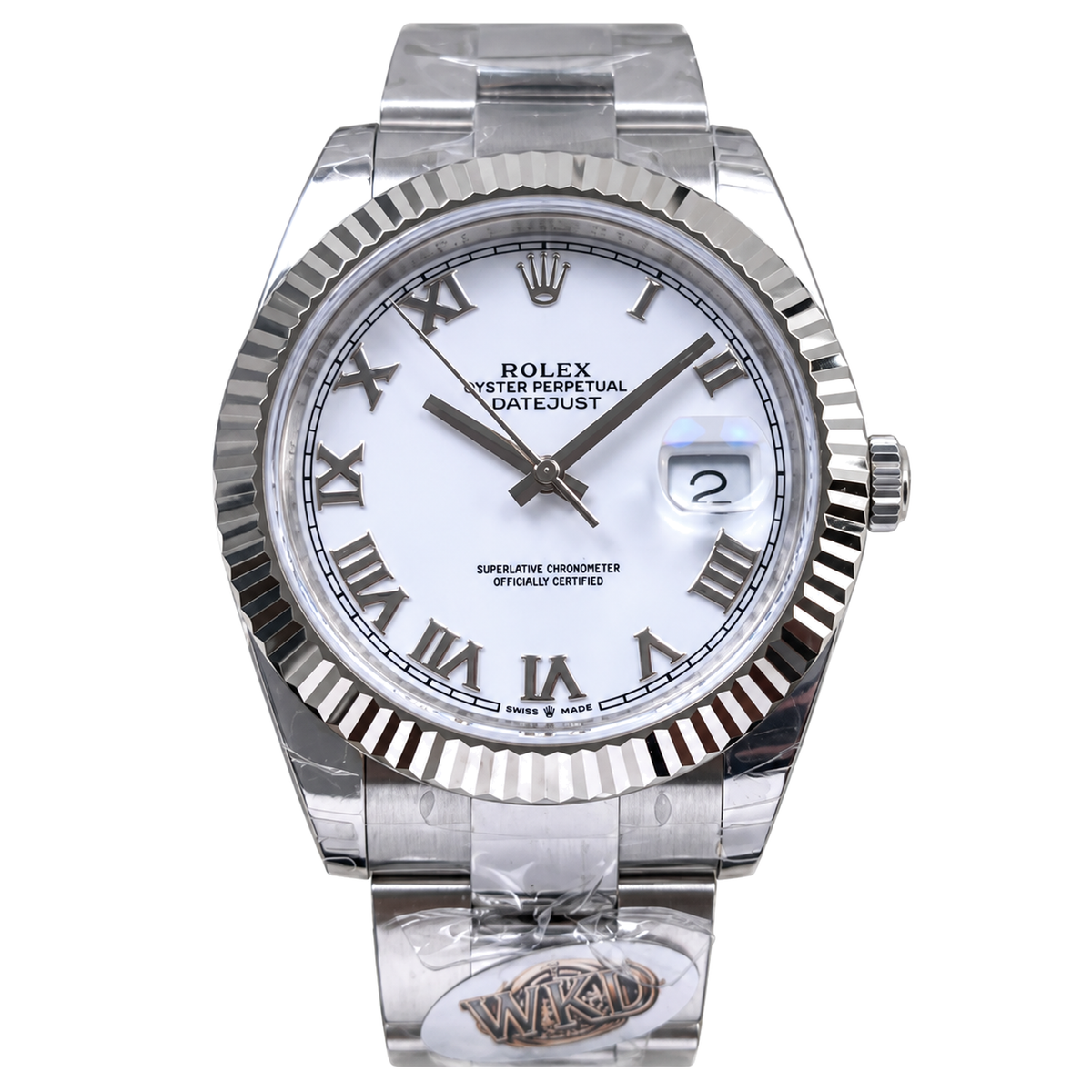 Rolex Datejust White Roman Numeral Dial Fluted Bezel Oyster Bracelet Oystersteel