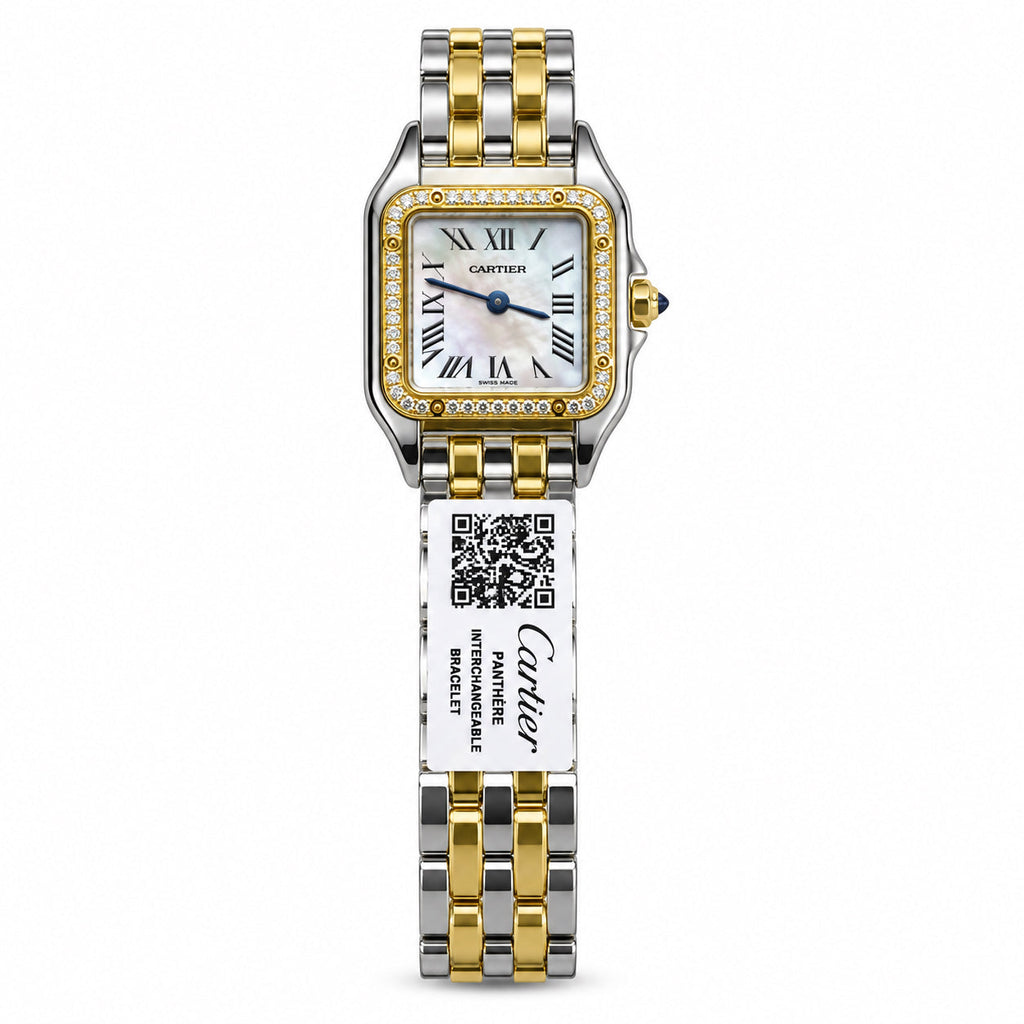 Cartier Panthère de Cartier Medium — Steel & Yellow Gold, Diamond Bezel, MOP Dial & Two-Tone Bracelet, Women