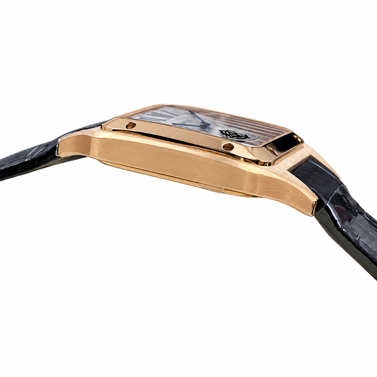 Cartier Santos-Dumont XL Rose Gold White Dial Black Alligator Watch