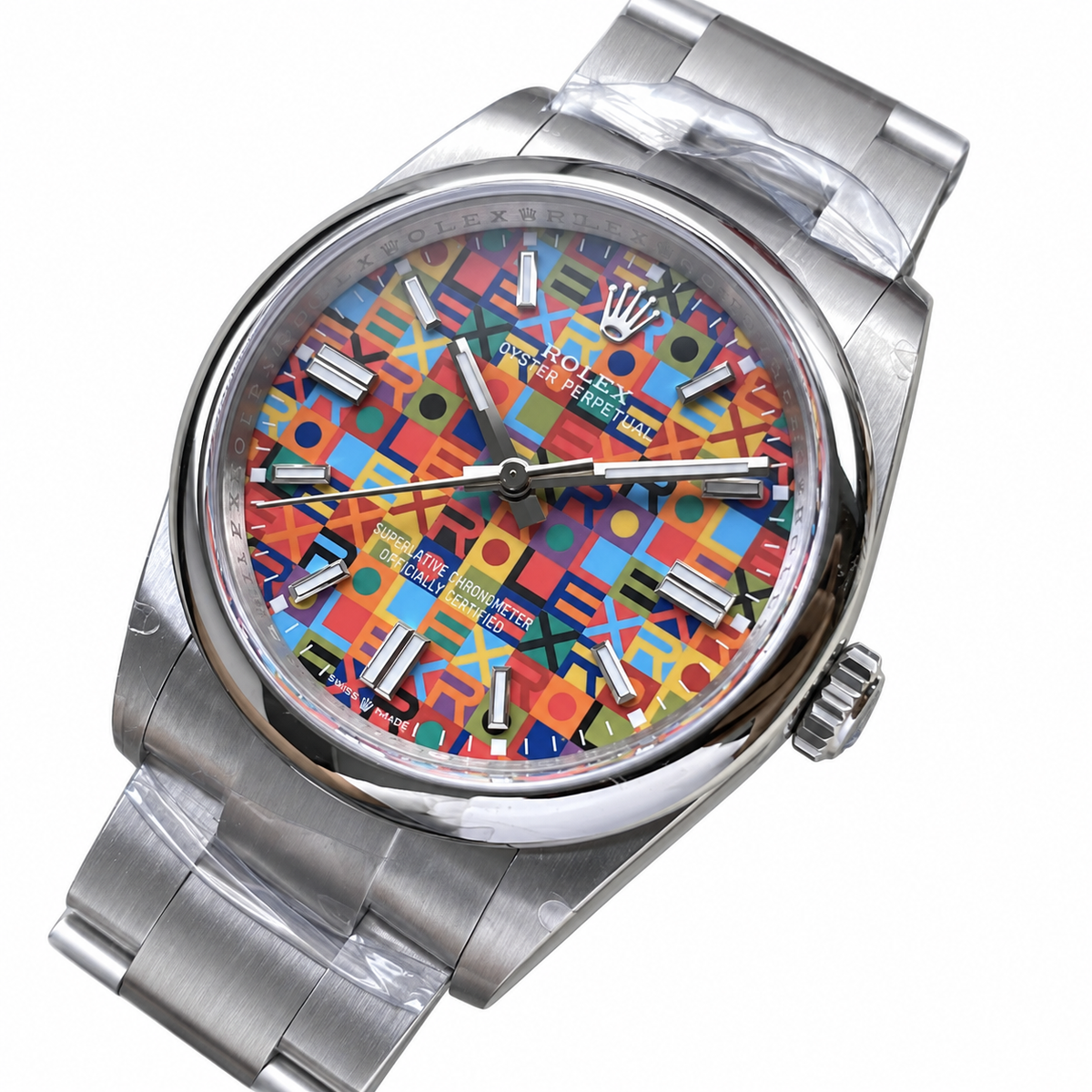 Rolex Oyster Perpetual 36 Celebration Mosaic Art Dial Stainless Steel Watch