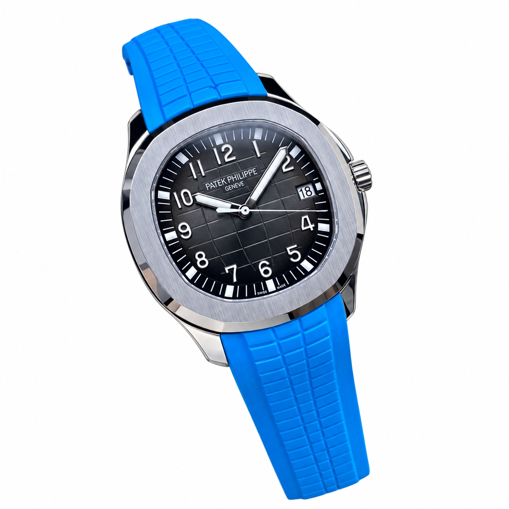Patek Philippe Aquanaut Steel Black Dial Blue Rubber Strap 40mm