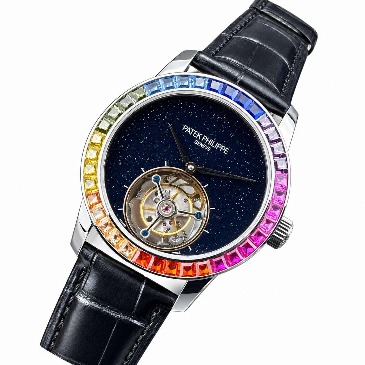 Patek Philippe Calatrava Tourbillon Rainbow Sapphire White Gold 42mm