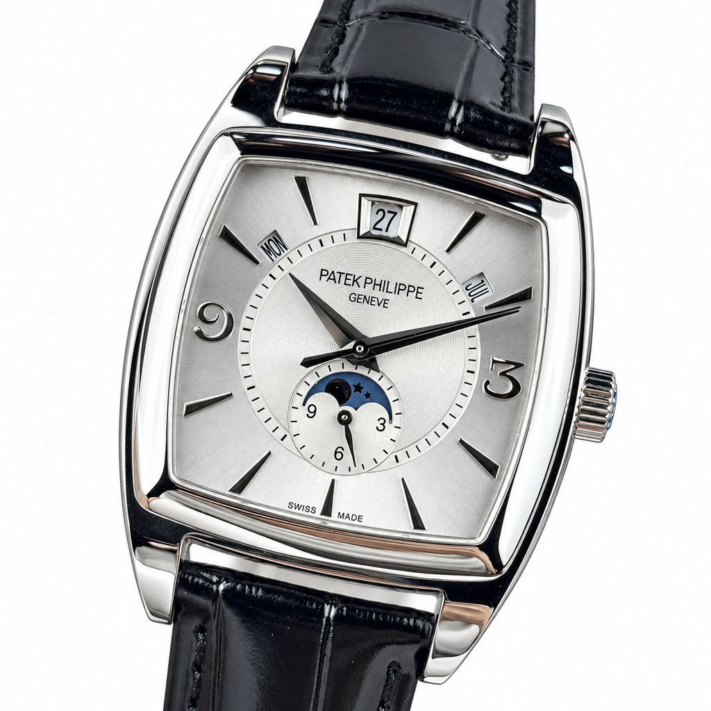 Patek Philippe Gondolo Moon Phase Date White Gold Watch