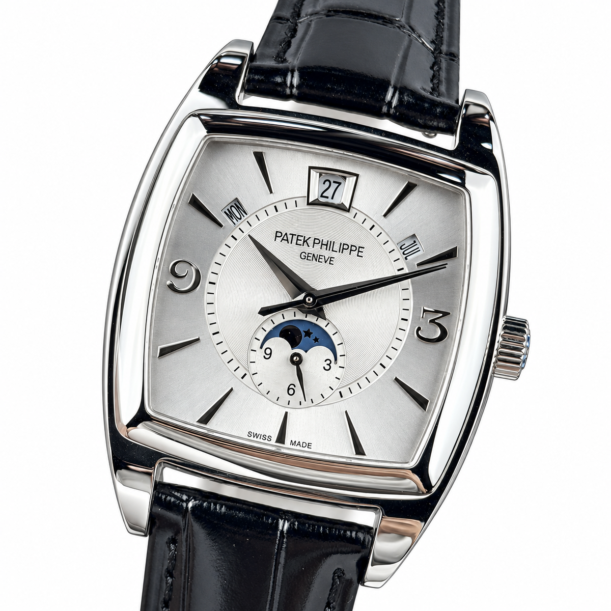 Patek Philippe Gondolo Moon Phase Date White Gold Watch