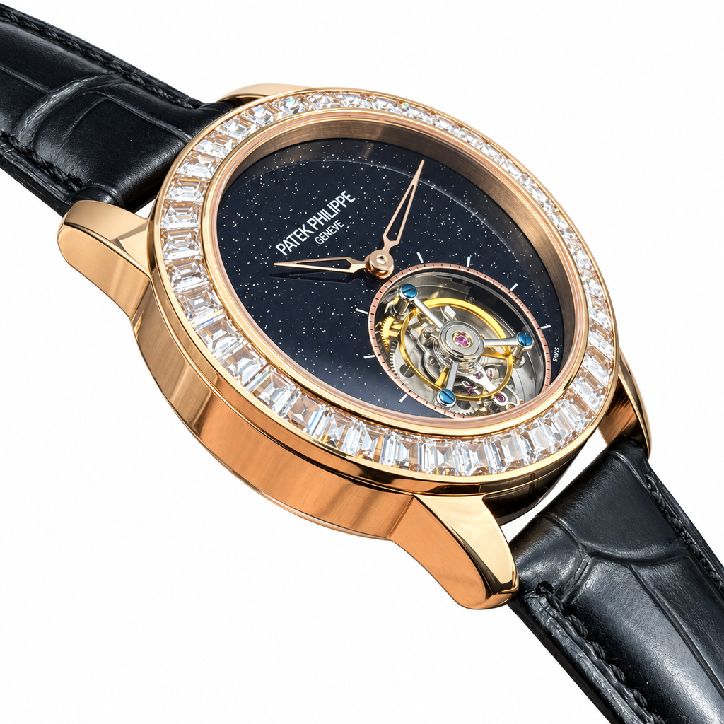 Patek Philippe Calatrava Tourbillon Diamond Bezel Aventurine Rose Gold