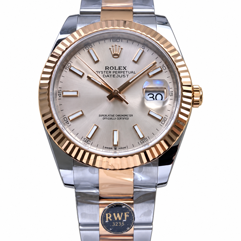 Rolex Datejust 41 Two-Tone Everose Gold Fluted Bezel Silver Dial Oyster Watch