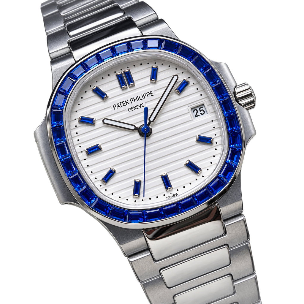 Patek Philippe Nautilus Sapphire Baguette Steel White Dial