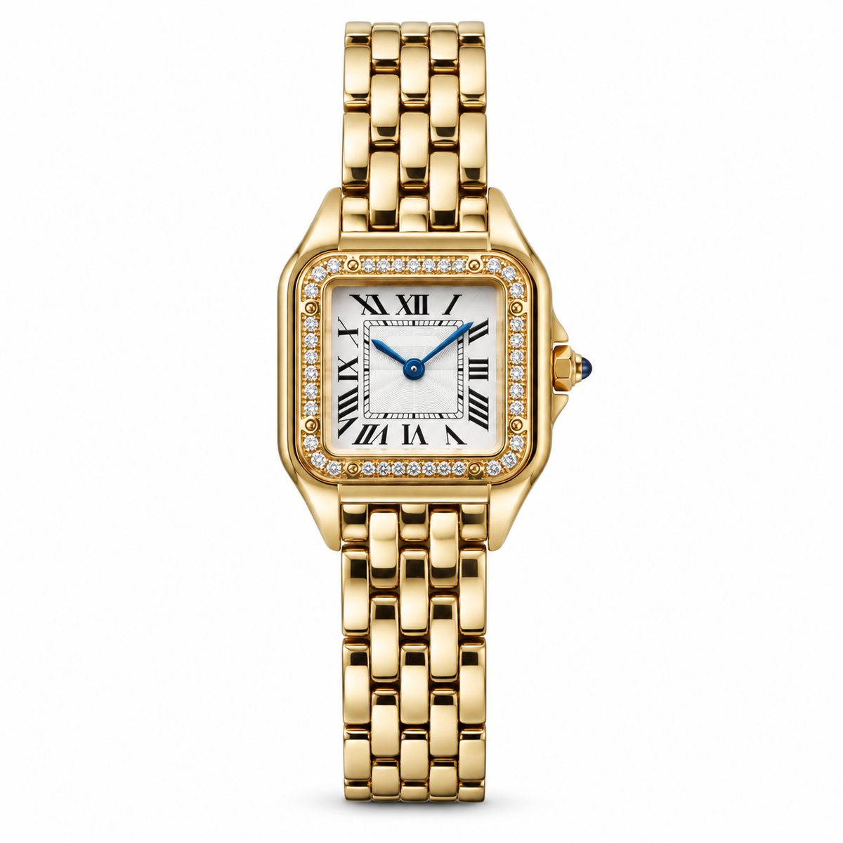 Cartier Panthère de Cartier Small 18k Yellow Gold Diamond Bezel White Dial Roman Numeral Yellow Gold Bracelet Quartz Watch