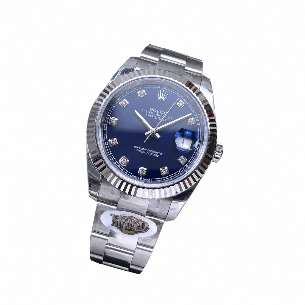 Rolex Datejust Blue Diamond Dial Fluted Bezel Jubilee Bracelet Oystersteel