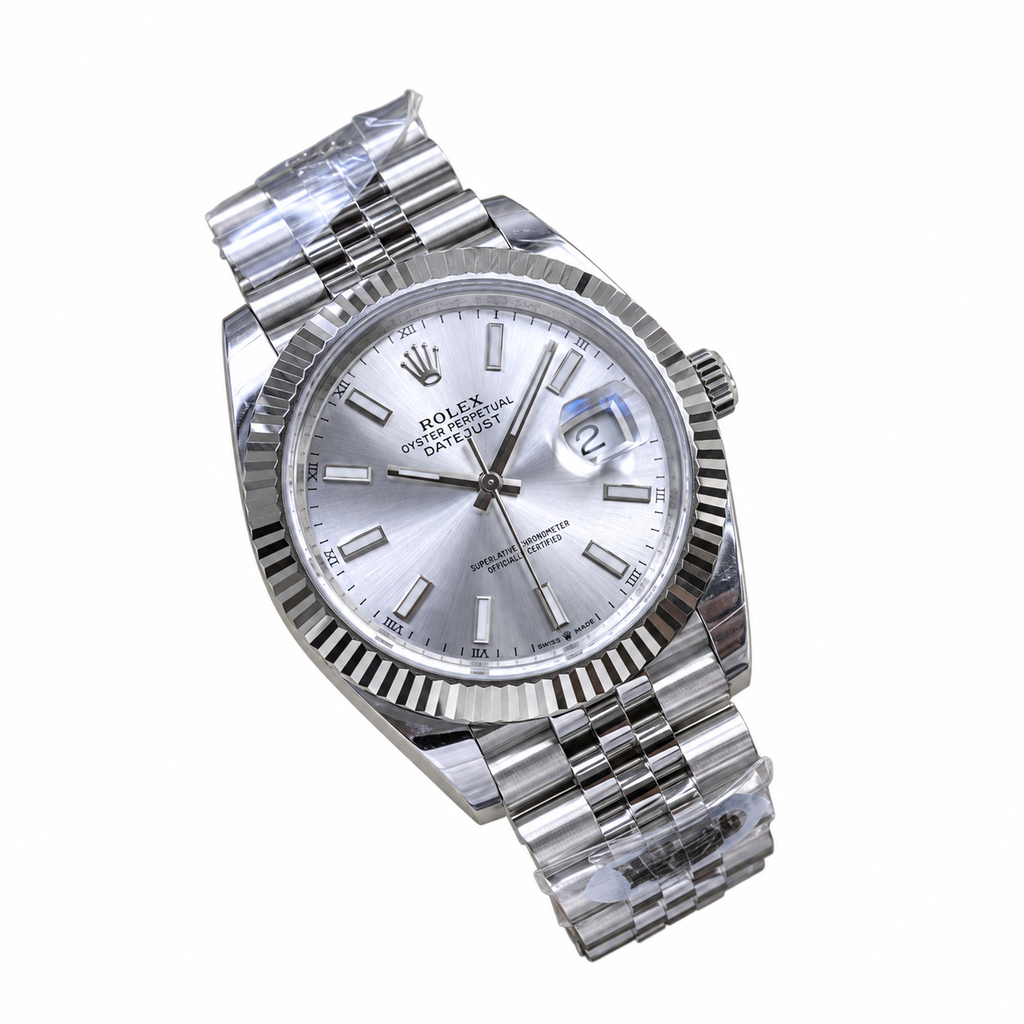 Rolex Datejust 41mm Silver Sunray Dial Fluted Bezel Jubilee Bracelet Oystersteel