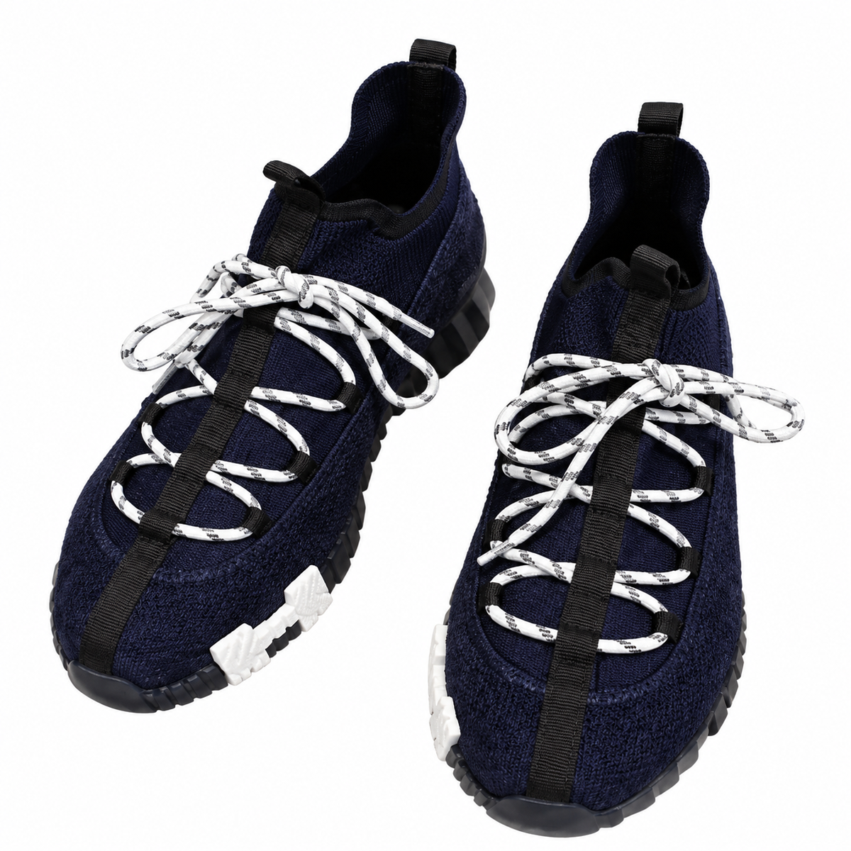 Hermès Navy Low-Top Sneakers with Patterned Laces