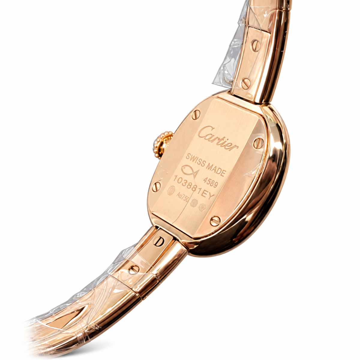 Cartier Baignoire Mini 18k Rose Gold Ivory Dial Rose Gold Bangle Bracelet Watch