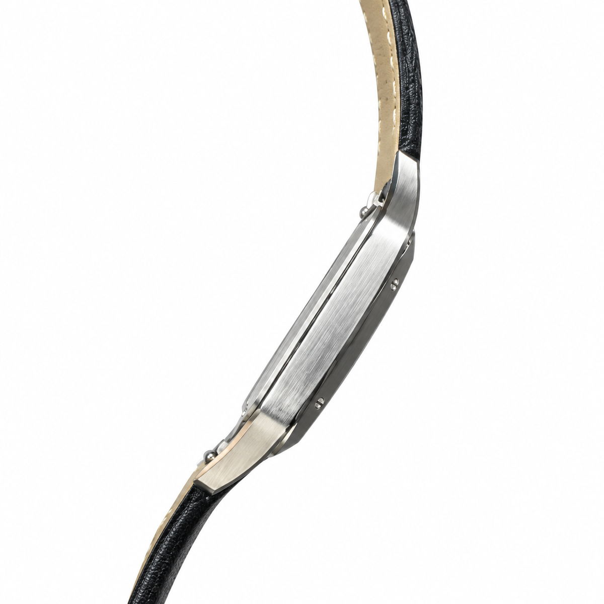 Cartier Santos-Dumont Small Stainless Steel White Dial Black Alligator Strap Watch