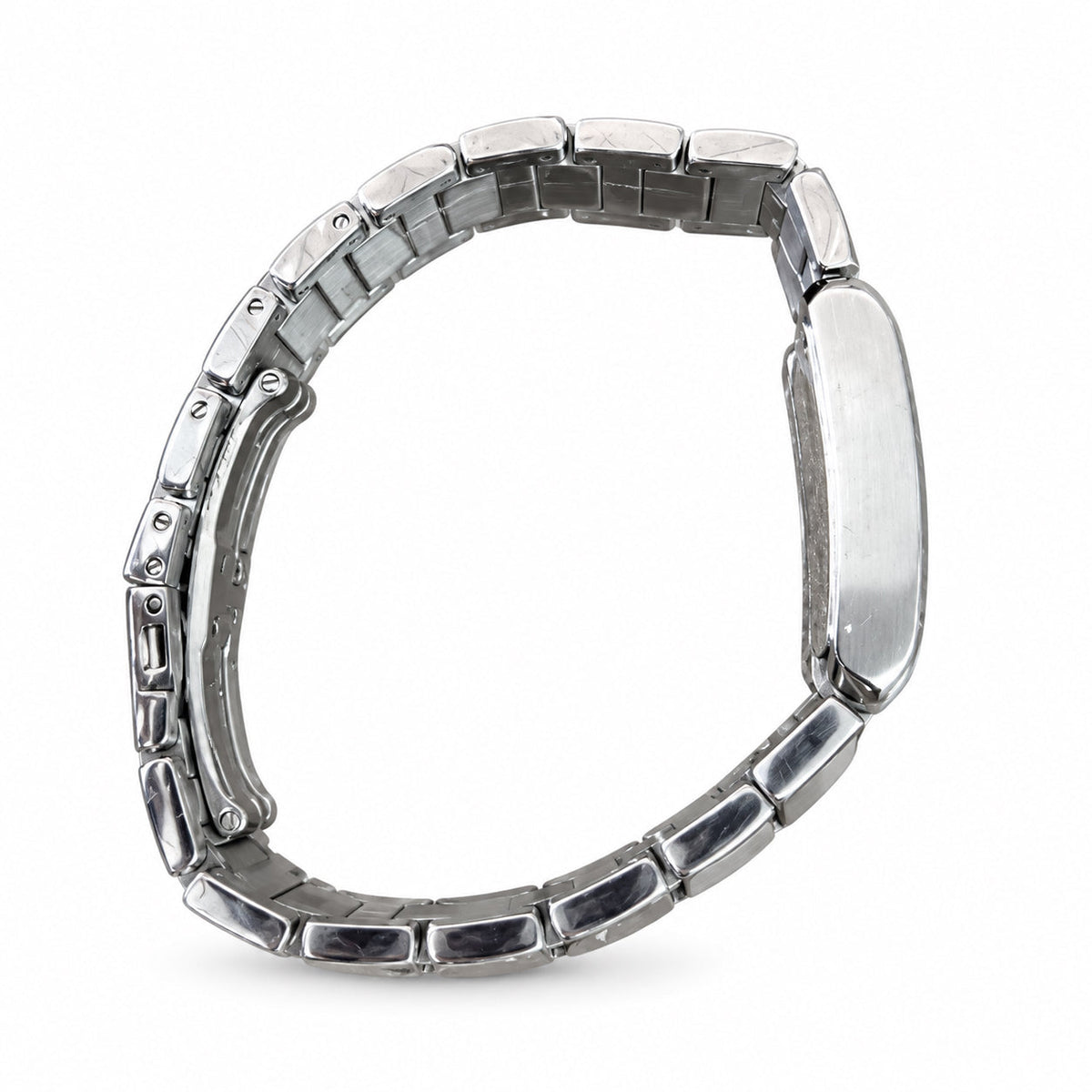 Cartier Tank Anglaise Stainless Steel Ladies Watch with Diamond Hour Markers & Sapphire Crown