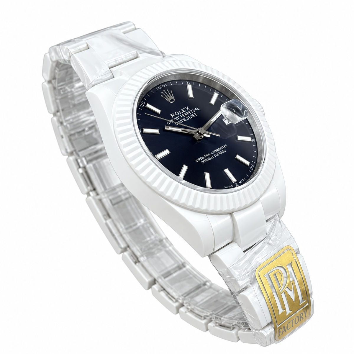 Rolex Datejust Blue Dial White Ceramic 41mm