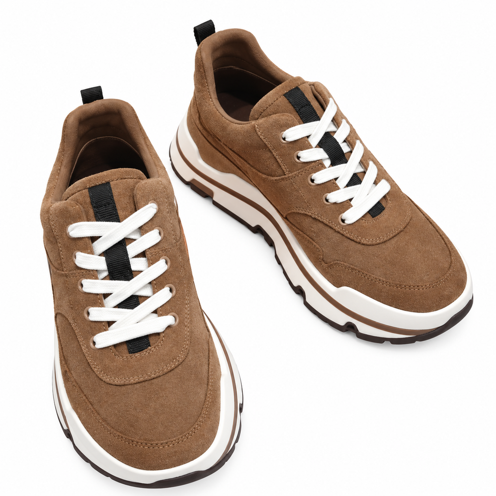 Hermès Brown Leather Low-Top Sneakers with White Laces