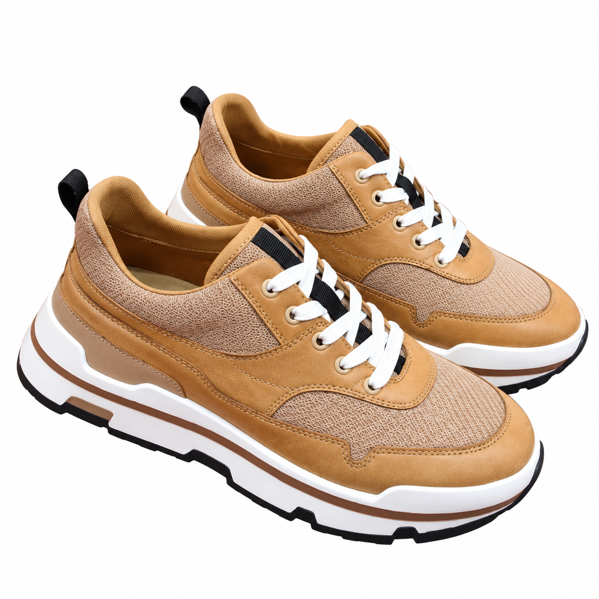 Hermès Tan Leather & Mesh Low-Top Sneakers