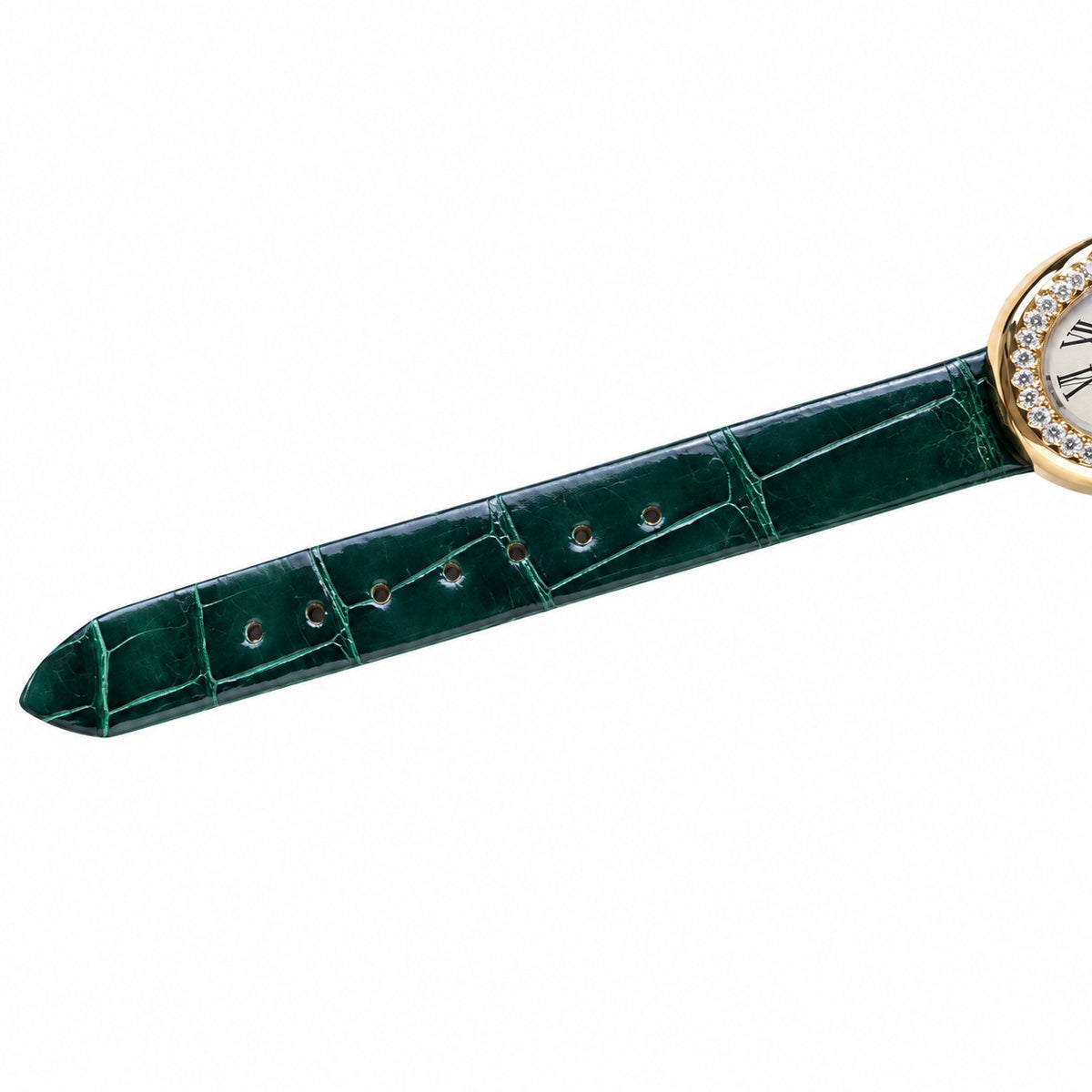 Cartier Baignoire Diamond Yellow Gold Green Alligator Watch