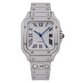 Cartier Santos de Cartier — Full Diamond Pavé & AMG Custom Steel Bracelet Watch