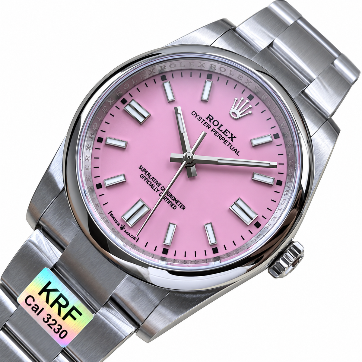 Rolex Oyster Perpetual Candy Pink Dial Smooth Bezel Oyster Bracelet Oystersteel