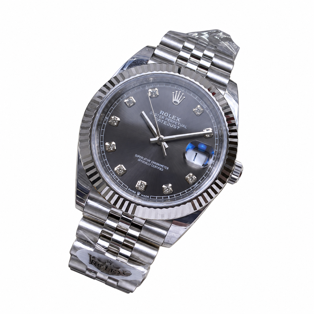 Rolex Datejust 41mm Slate Diamond Dial Fluted Bezel Jubilee Bracelet Oystersteel