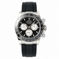 Rolex Cosmograph Daytona White Gold Black Ceramic Bezel Black Dial Silver Sub-dials Oysterflex Watch